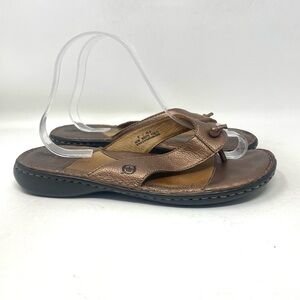 Born Strappy Slides Knot‎ Thong Sandals Bronze Leather Womens 9